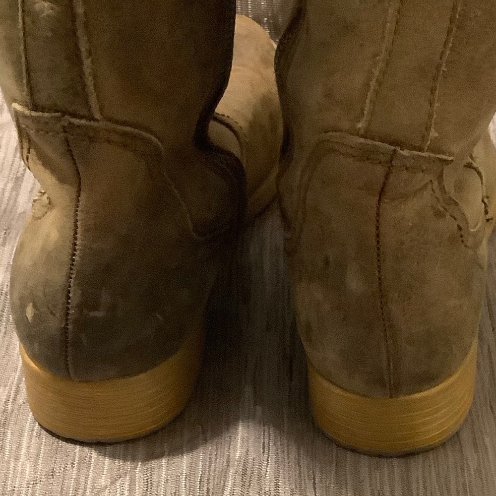 Bed Stu Women's Distressed Beige Leather Grunge Moto Biker Tall Boots Sz 8 - Picture 10 of 11